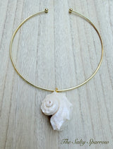 Gold cuff Conch Shell necklace