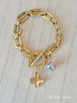 Modern cross toggle bracelet