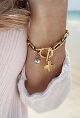 Modern cross toggle bracelet