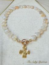The Callie blossom cross necklace