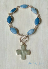 Cornflower Blue Cross Bracelet