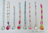 Blue Heron Decoupage Shell Necklace or Welcome/Chinoiserie Beads