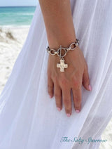 Traditional chunky cross toggle bracelet