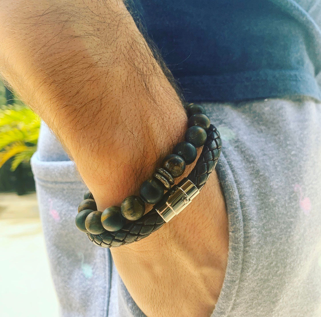 Braided Leather Stack Bracelet