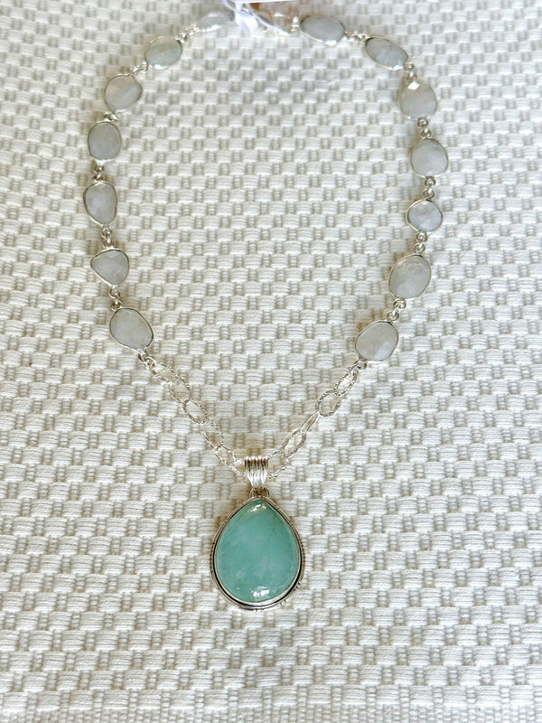 Aquamarine & Moonstone Briolette Necklace