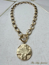 The Lord’s Prayer gold cross toggle necklace