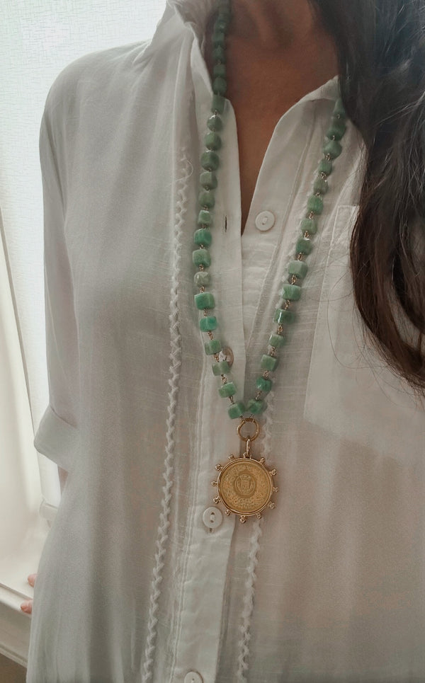 Russian Amazonite coin necklace