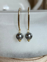 Gold drop mother of pearl earrings