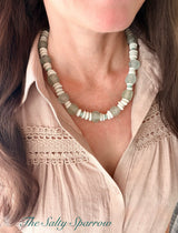 Blue ivy recycled glass necklace