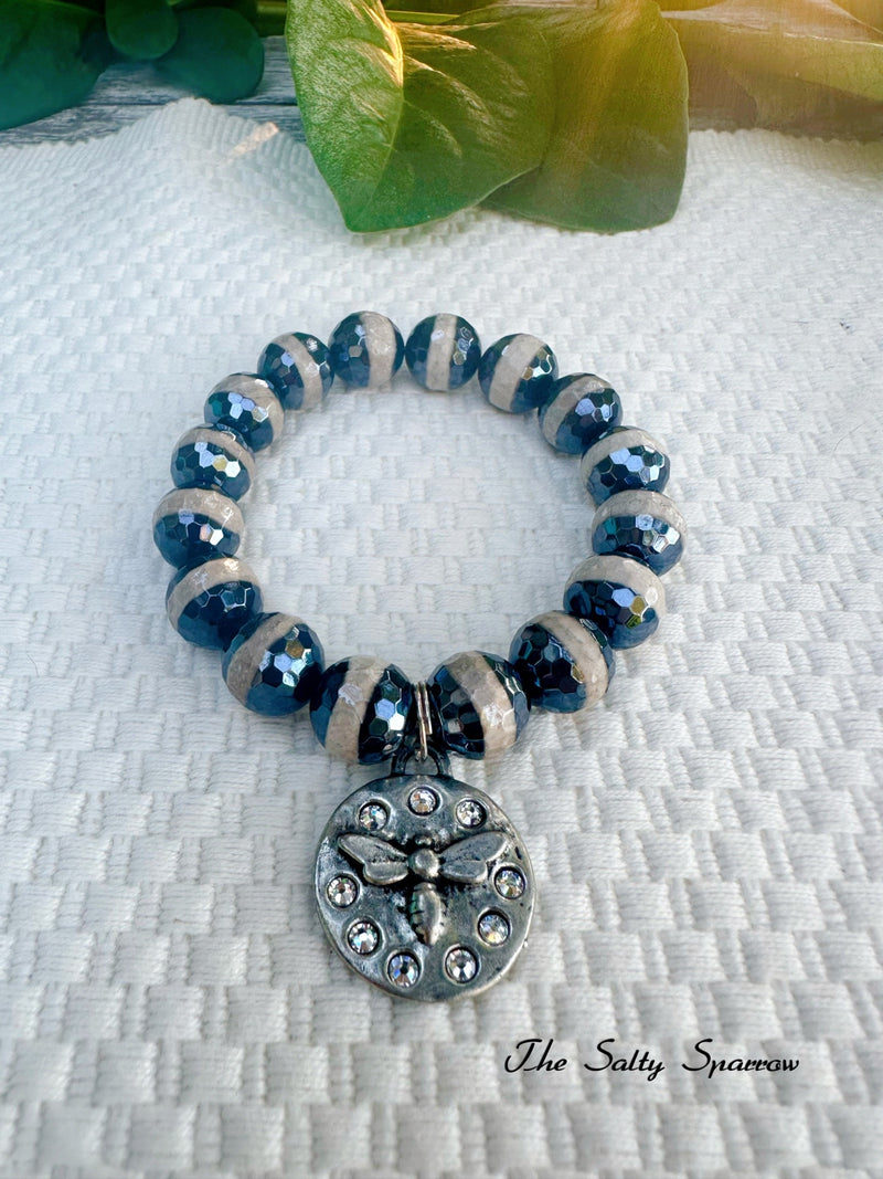 Dragonfly & Tibetian Agate Bracelet