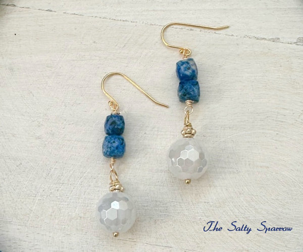 Navy Spotted Earrings