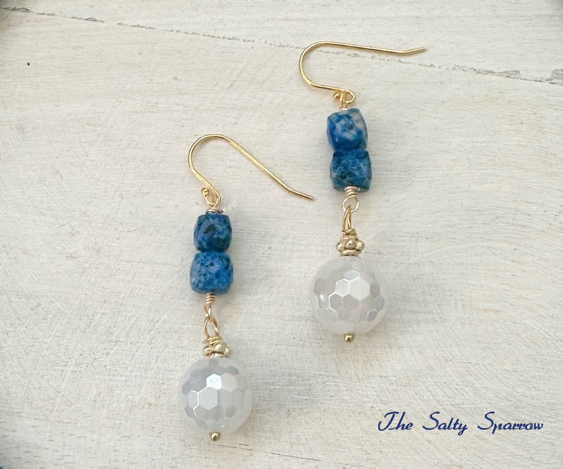 Navy Spotted Earrings