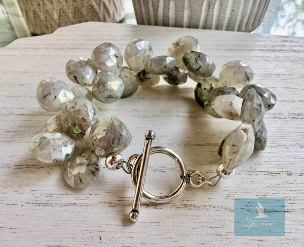 Silverite briolette toggle bracelet