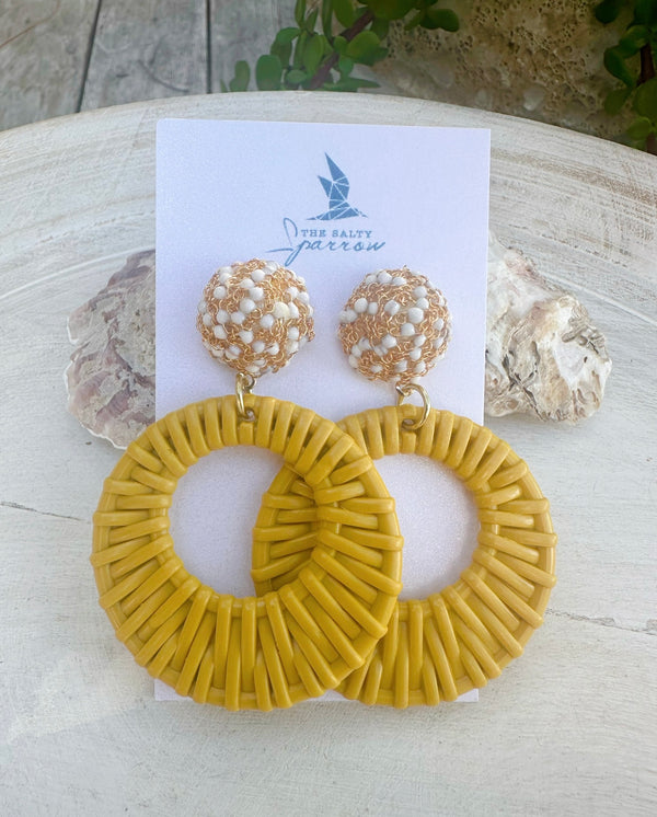 Sunshine Raffia Hoop Earrings