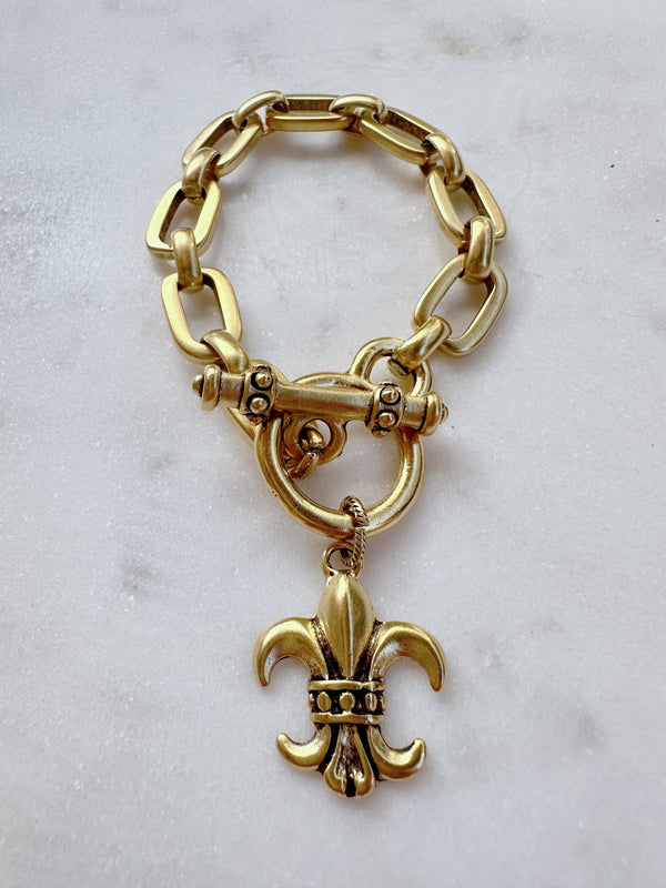 fleur de lis toggle bracelet