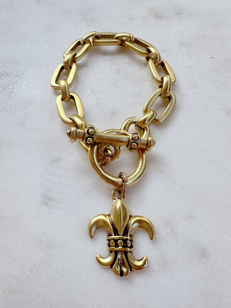 fleur de lis toggle bracelet