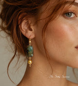Luminous Labradorite & Golden Pearl Earrings