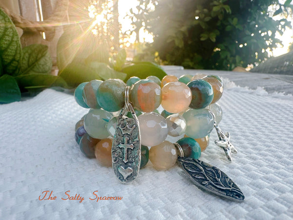 Apricot & Sage Bracelet Stack