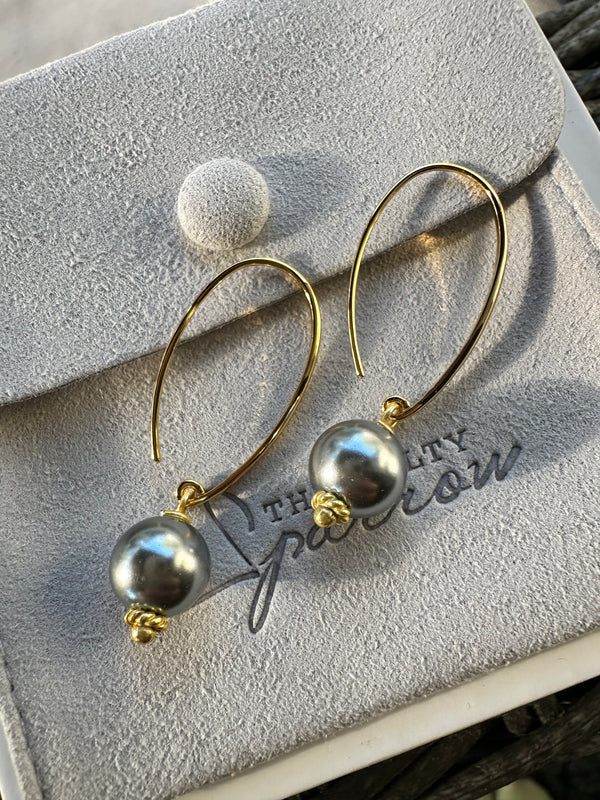 Gold drop mother of pearl earrings