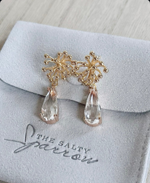 Starburst quartz drop earrings