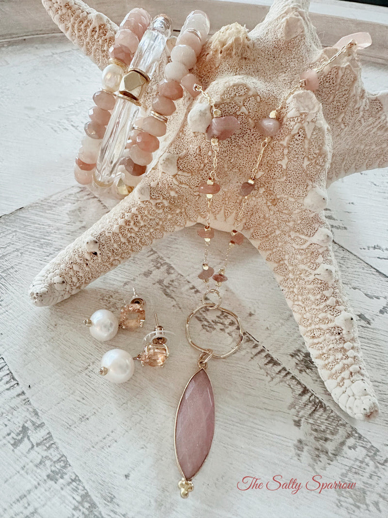 Blush moonstone jewelry set