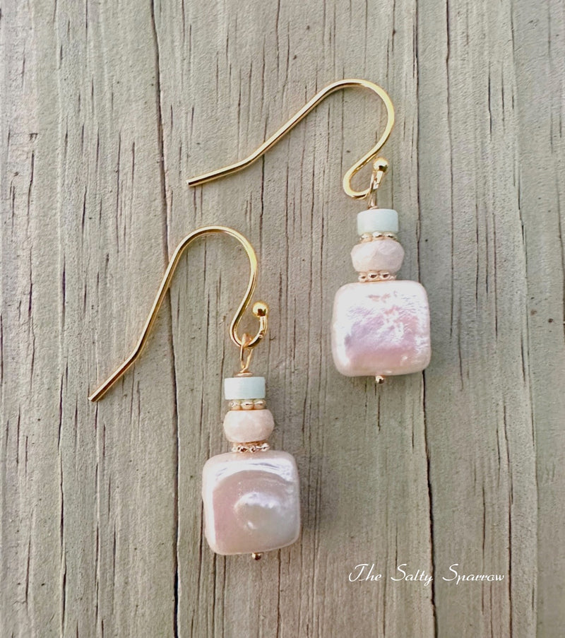 Celestial Cube Pearl Earrings