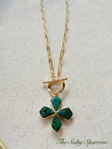 Cybil emerald cross necklace