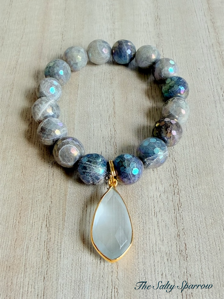 Blue flash labradorite/moonstone bracelet