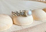 White pearl flower ring