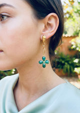 Emerald flower dangle earrings