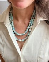 Moraine double stranded larimar necklace