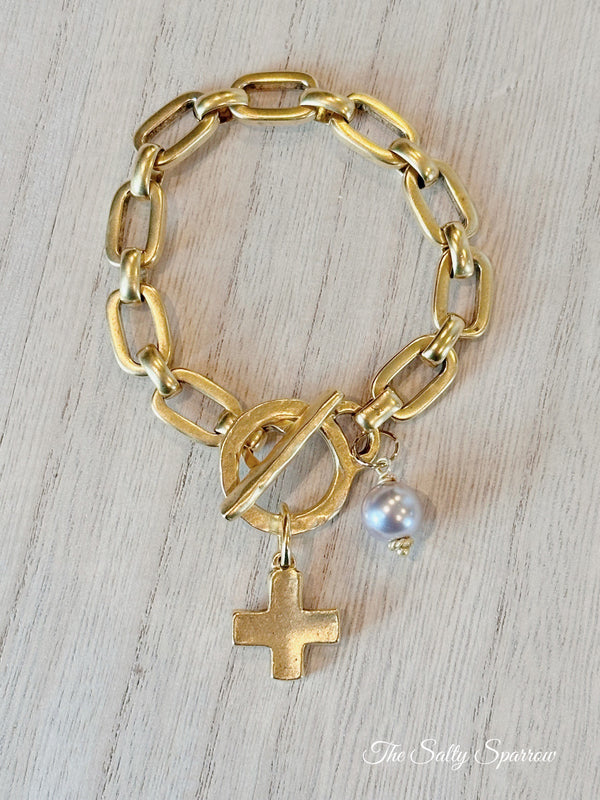 Chunky cross toggle bracelet