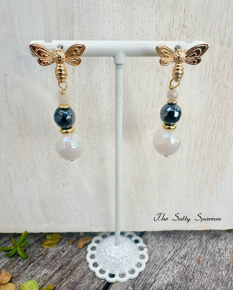 Honey Drop with Agate Gemstone Earrings