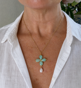 Amazonite Floral with Pearl Necklace
