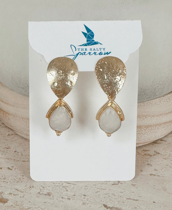 Gold & moonstone teardrop earrings