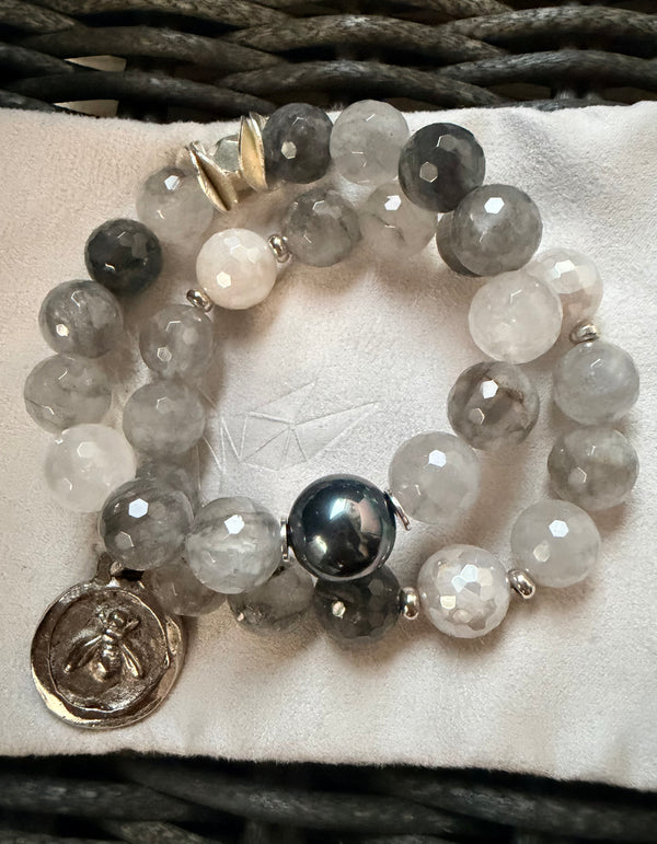 Smokey quartz bracelet pair
