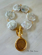 Organic Coin & Serenity Prayer Charm Bracelet