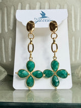 Emerald flower dangle earrings