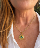 Aztec Gold Medallion and Cross Charm Necklace