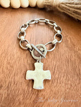 Traditional chunky cross toggle bracelet