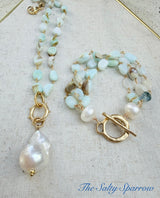 Sia larimar & baroque pearl necklace