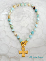 Coastal Amazonite Cross Necklace