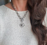 Silver bee toggle necklace