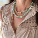 Light mossy agate & bamboo necklace