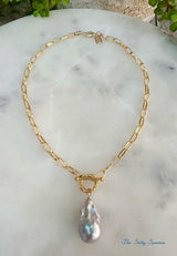 Iridescent Silver Baroque Pearl Necklace