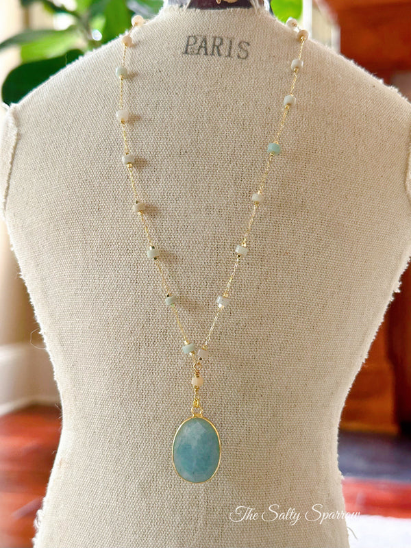 Multi aquamarine pendant necklace