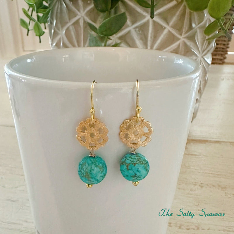 Turquoise Button Earrings
