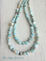 Moraine double stranded larimar necklace
