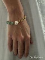 Russian Amazonite & pearl chain bracelet