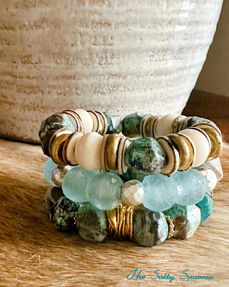 Turquoise & Aqua Chunky Bracelet Set